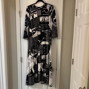 Black and White Graphic Print Dress